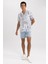 Regular Fit Düz Paça Gabardin Bermuda X3210AZ23HS 4