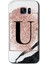 Galaxy S7 Edge Kılıf Hd Desen Baskılı Arka Kapak + Kırılmaz Cam - Pembe Mermer Desenli U Harfi 1