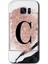 Galaxy S7 Edge Kılıf Hd Desen Baskılı Arka Kapak + Kırılmaz Cam - Pembe Mermer Desenli C Harfi 1