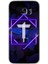 Galaxy S7 Edge Kılıf Hd Desen Baskılı Arka Kapak + Kırılmaz Cam - Dark Neon Yaprak T Harfi 1
