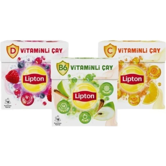 Lipton Vitaminli Çay Fırsat Paketi ( C + D + B6 Vitaminli 3 x 18 Adet )