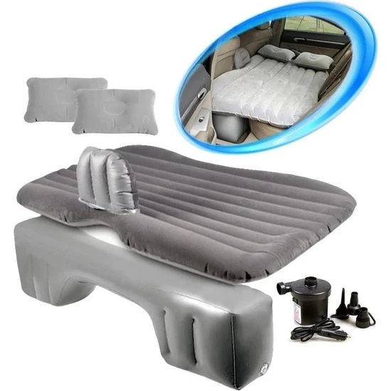 Smayling Şişme Yatak Araba ve Kamp Yatağı Çanta Elektrikli Pompa Tamir Kiti ve Yastıklı yatak seti