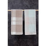 Class Penye Pamuğu 50 x 100 cm İpliği Boyalı 2'li Set Ekose V1