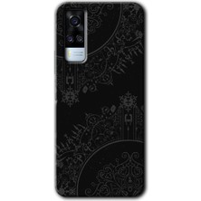 Gramaphone Vivo Y31 2021 Kılıf Hd Desen Baskılı Arka Kapak - Siyah Mandala