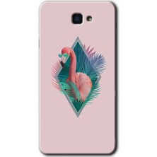 Gramaphone Galaxy J7 Prime Kılıf Hd Desen Baskılı Arka Kapak + Kırılmaz Cam - Flamingo