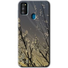 Galaxy M21 Kılıf Hd Desen Baskılı Arka Kapak + Esnek Nano Cam - Branches Flowers