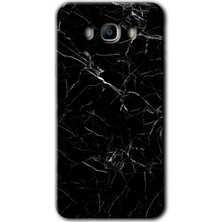 Gramaphone Galaxy J7 2016 Kılıf Hd Desen Baskılı Arka Kapak + Kırılmaz Cam - Siyah Mermer