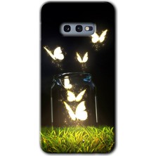 Gramaphone Galaxy S10E Kılıf Hd Desen Baskılı Arka Kapak + Esnek Nano Cam - Işıklı Kelebekler