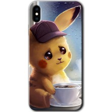 Gramaphone iPhone Xs Max Kılıf Hd Desen Baskılı Arka Kapak + Esnek Nano Cam - Üzgün Pikaçu