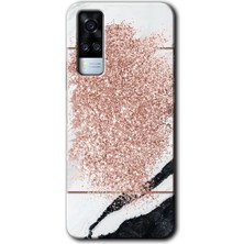 Gramaphone Vivo Y53S Kılıf Hd Desen Baskılı Arka Kapak + Kırılmaz Cam - Simli Mermer