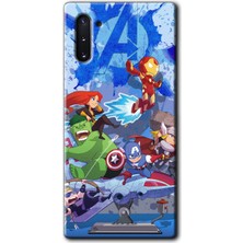 Gramaphone Galaxy Note 10 Kılıf Hd Desen Baskılı Arka Kapak + Kırılmaz Cam - Avengers Cartoon