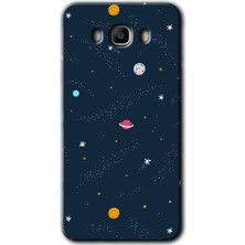 Gramaphone Galaxy J7 2016 Kılıf Hd Desen Baskılı Arka Kapak + Kırılmaz Cam - Çizim Gezegen