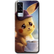 Gramaphone Vivo Y53S Kılıf Hd Desen Baskılı Arka Kapak + Kırılmaz Cam - Üzgün Pikaçu
