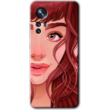 Gramaphone Xiaomi Mi 12 Pro Kılıf Hd Desen Baskılı Arka Kapak + Esnek Nano Cam - Kızıl Kız