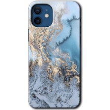 Gramaphone iPhone 12 Kılıf Hd Desen Baskılı Arka Kapak + Esnek Nano Cam - Eski Mermer