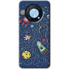 Gramaphone Huawei Nova Y90 Kılıf Hd Desen Baskılı Arka Kapak + Esnek Nano Cam - Kedi Galaksi