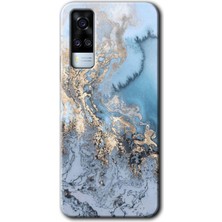 Gramaphone Vivo Y53S Kılıf Hd Desen Baskılı Arka Kapak + Esnek Nano Cam - Eski Mermer