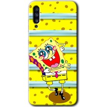 Gramaphone Galaxy A50 Kılıf Hd Desen Baskılı Arka Kapak + Kırılmaz Cam - Aşık Sünger Bob