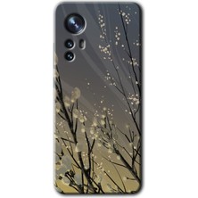 Gramaphone Xiaomi Mi 12 Pro Kılıf Hd Desen Baskılı Arka Kapak + Esnek Nano Cam - Branches Flowers