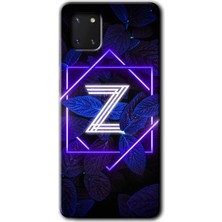 Galaxy A81 Kılıf Hd Desen Baskılı Arka Kapak - Dark Neon Yaprak Z Harfi