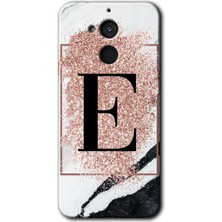 General Mobile Gm 8 Kılıf Hd Desen Baskılı Arka Kapak - Pembe Mermer Desenli E Harfi