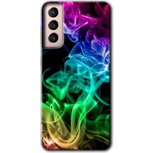 Galaxy S21 Plus Kılıf Hd Desen Baskılı Arka Kapak - Smoke Colorful