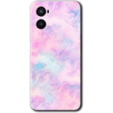 Gramaphone Oppo A96 Kılıf Hd Desen Baskılı Arka Kapak + Esnek Nano Cam - Pembe-Duman