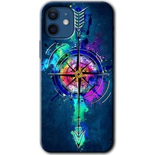 Gramaphone Apple iPhone 12 Mini Kılıf Hd Desen Baskılı Arka Kapak + Kırılmaz Cam - Gizemli Pusula
