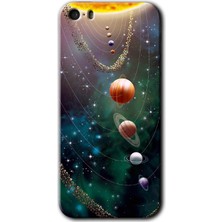 Gramaphone Apple iPhone 5 Kılıf Hd Desen Baskılı Arka Kapak + Esnek Nano Cam - Cosmos
