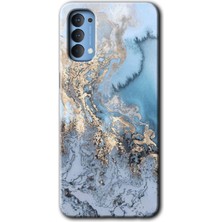 Gramaphone Oppo Reno 4 Kılıf Hd Desen Baskılı Arka Kapak + Esnek Nano Cam - Eski Mermer