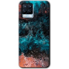 Gramaphone Realme 8 Pro Kılıf Hd Desen Baskılı Arka Kapak + Kırılmaz Cam - Liquid Colorfull