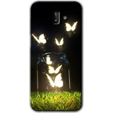 Gramaphone Galaxy J8 Kılıf Hd Desen Baskılı Arka Kapak + Esnek Nano Cam - Işıklı Kelebekler