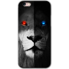 Gramaphone Apple iPhone 6s Plus Kılıf Hd Desen Baskılı Arka Kapak + Esnek Nano Cam - Fire And Ice Lion