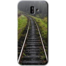 Gramaphone Galaxy J8 Kılıf Hd Desen Baskılı Arka Kapak + Esnek Nano Cam - Tren Yolu