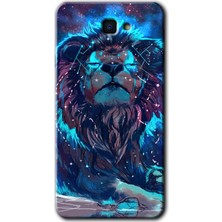 Galaxy J7 Prime 2 Kılıf Hd Desen Baskılı Arka Kapak + Kırılmaz Cam - Neon Aslan