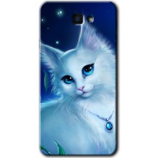 Galaxy J7 Prime 2 Kılıf Hd Desen Baskılı Arka Kapak + Kırılmaz Cam - Cat Glance