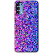 Oppo Reno 4 Kılıf Hd Desen Baskılı Arka Kapak + Kırılmaz Cam - Pixel Mozaik