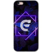 Gramaphone Apple iPhone 6s Kılıf Hd Desen Baskılı Arka Kapak + Kırılmaz Cam - Dark Neon Yaprak G Harfi