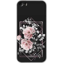 Gramaphone Apple iPhone 5 Kılıf Hd Desen Baskılı Arka Kapak + Esnek Nano Cam - Retro Çiçek 1
