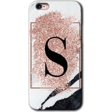 Gramaphone Apple iPhone 6 Kılıf Hd Desen Baskılı Arka Kapak - Pembe Mermer Desenli S Harfi