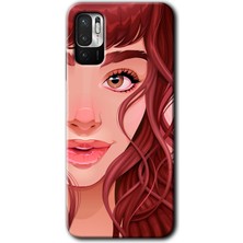 Gramaphone Poco M3 Pro Kılıf Hd Desen Baskılı Arka Kapak + Kırılmaz Cam - Kızıl Kız