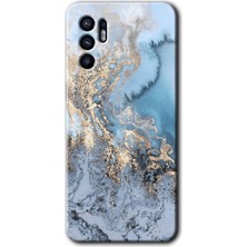 Gramaphone Oppo Reno 6 Kılıf Hd Desen Baskılı Arka Kapak + Esnek Nano Cam - Eski Mermer