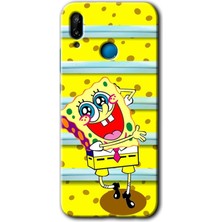 Gramaphone Huawei P20 Lite Kılıf Hd Desen Baskılı Arka Kapak + Kırılmaz Cam - Aşık Sünger Bob