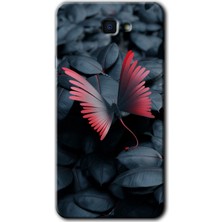 Gramaphone Galaxy J7 Prime 2 Kılıf Hd Desen Baskılı Arka Kapak + Kırılmaz Cam - Dark Butterfly