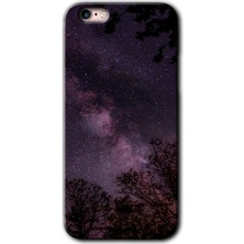 Gramaphone Apple iPhone 6s Kılıf Hd Desen Baskılı Arka Kapak + Kırılmaz Cam - Gece Galaksi