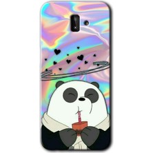 Gramaphone Galaxy J6 Plus Kılıf Hd Desen Baskılı Arka Kapak + Esnek Nano Cam - Milkshake Panda