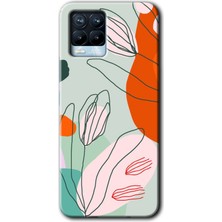 Gramaphone Realme 8 Pro Kılıf Hd Desen Baskılı Arka Kapak + Esnek Nano Cam - Vektör Çiçekler