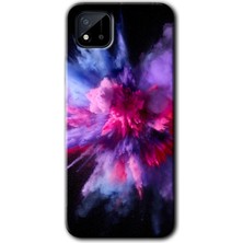 Gramaphone Realme C11 Kılıf Hd Desen Baskılı Arka Kapak + Esnek Nano Cam - Color Splash Purple