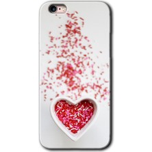 Gramaphone Apple iPhone 6s Plus Kılıf Hd Desen Baskılı Arka Kapak + Kırılmaz Cam - Kalpli Şekerleme