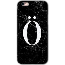 Gramaphone Apple iPhone 6s Kılıf Hd Desen Baskılı Arka Kapak + Kırılmaz Cam - Siyah Mermer Desenli Ö Harfi